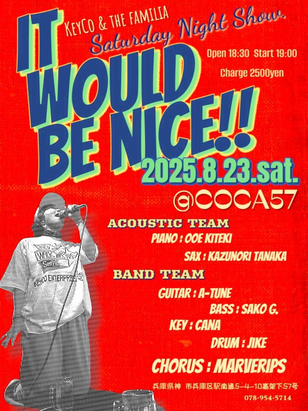 IT WOULD BE NICE‼　18時30分開場